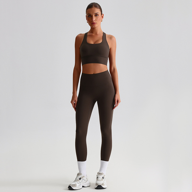 Fitness Sports Leggings And Crossed Beautiful Bra With Pads Set SKL-LQ8697