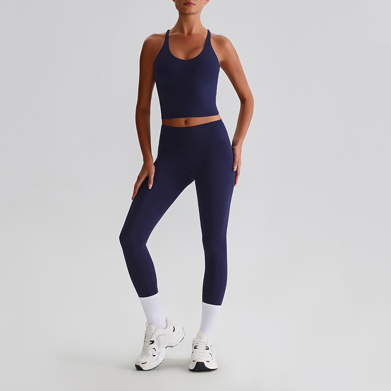 Women's Plus-size Tight Sports Leggings And Bra With Padded Outdoor Running And Fitness Wear Two-piece set SKL-LQ0128