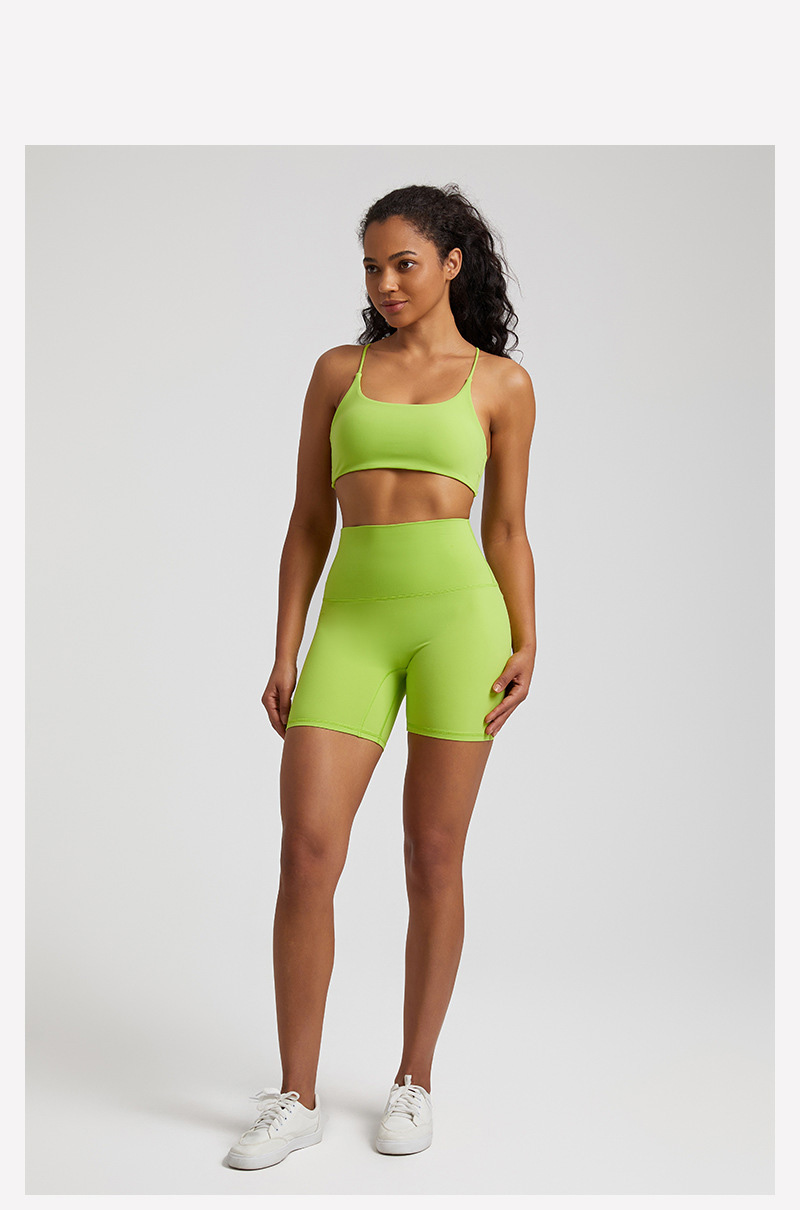 Cross Back Bra Breathable Compression Shorts Yoga Wear Set SKL-LQ7359