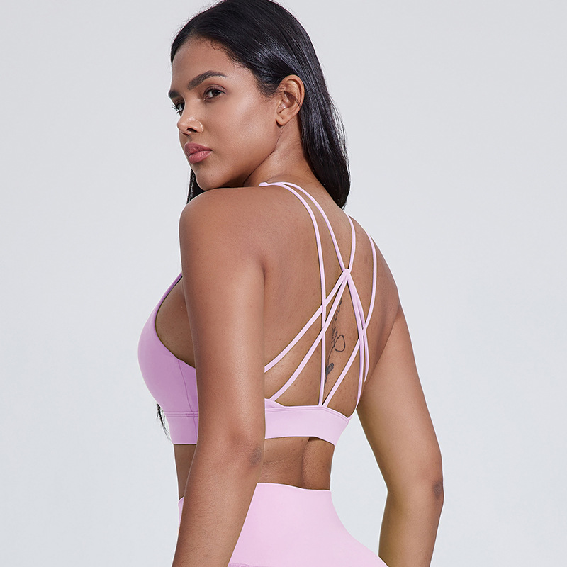 Women's Nude Cross-shaped Beautiful Back Sports Underwear Bra SKL-LQ5016