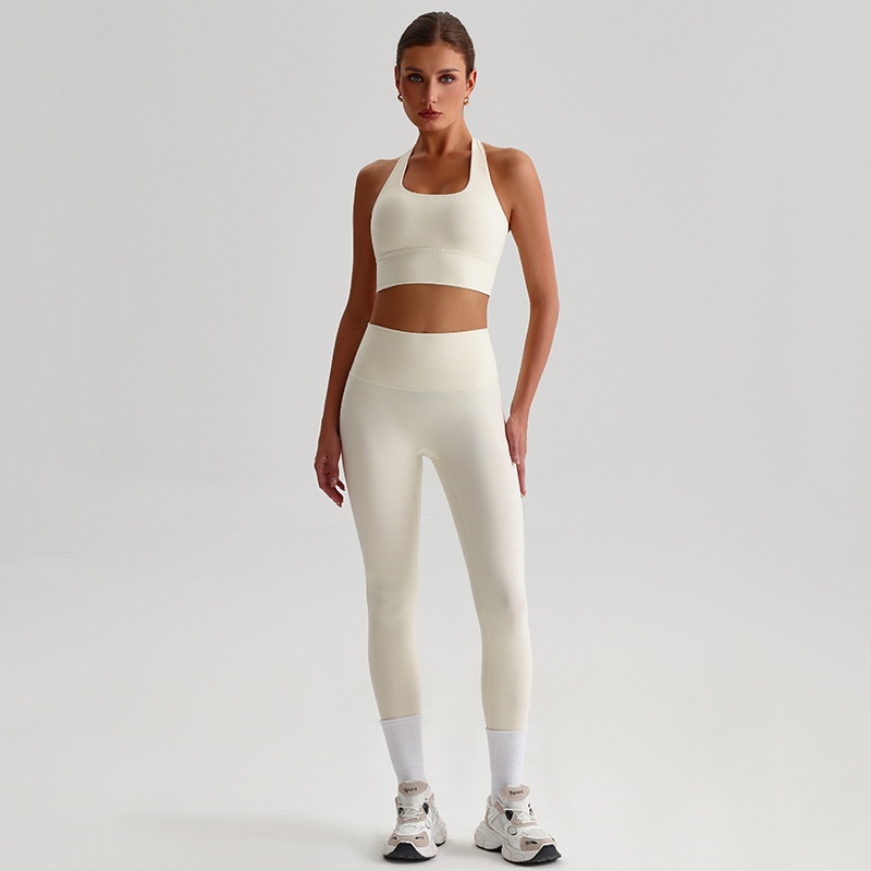 Fitness Sports Leggings And Crossed Beautiful Bra With Pads Set SKL-LQ8697