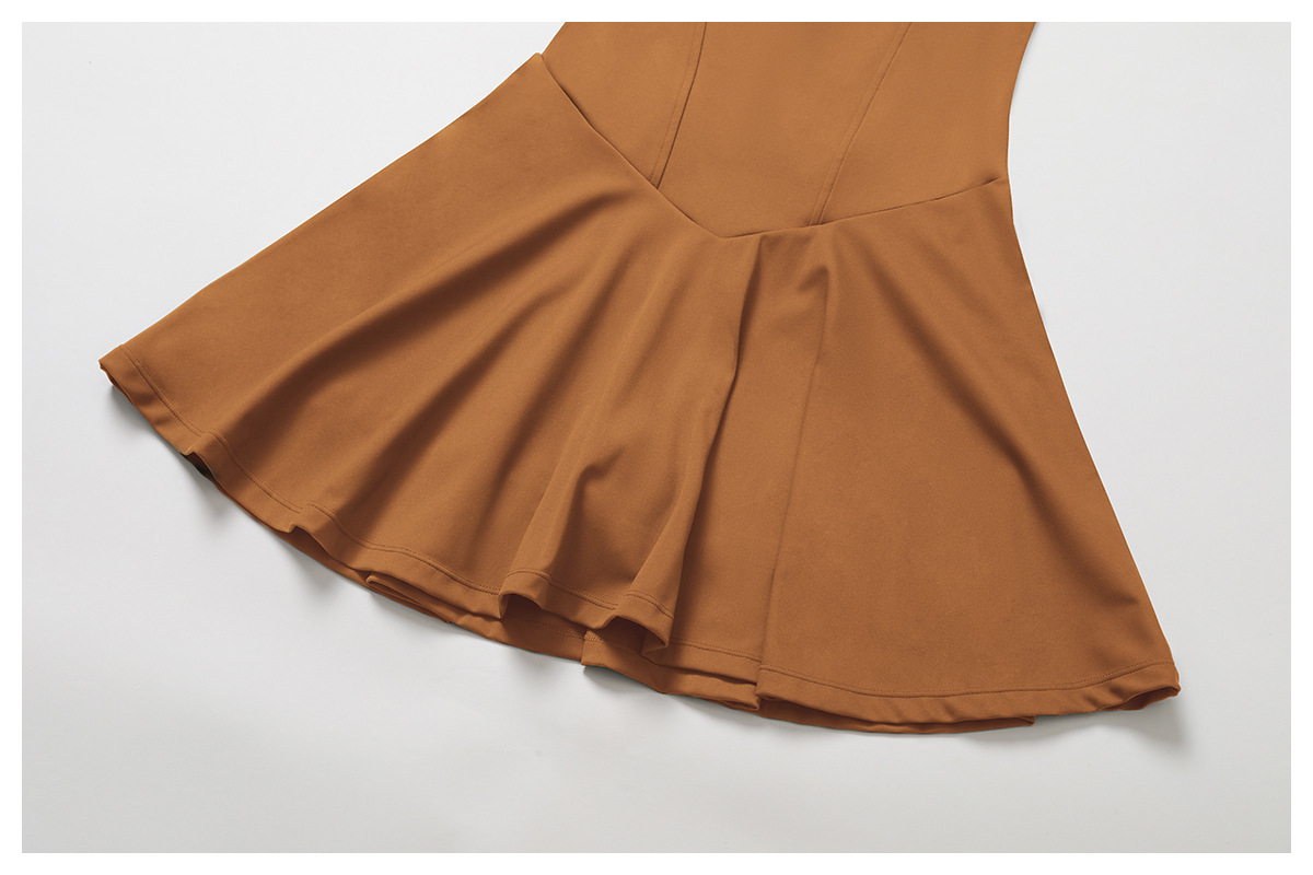 Soft Fabric Mock Two Pieces Tennis Dress With Side Pockets 9172