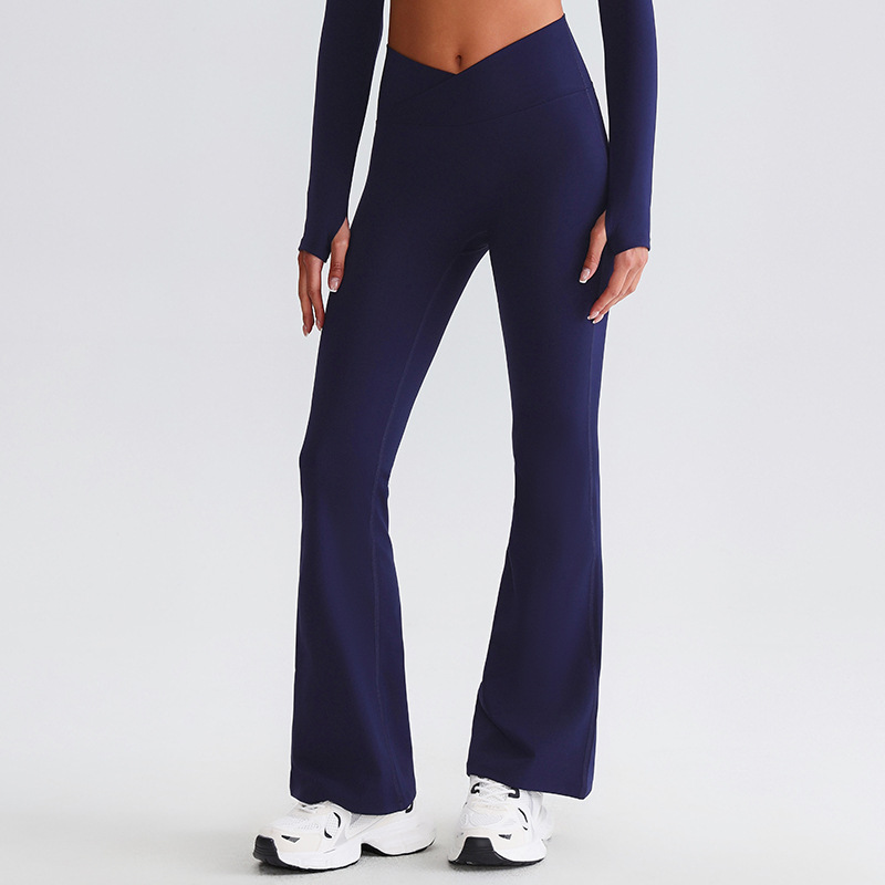 Crossed Waists Yoga Pants Breathable Flared Leggings SKL-LQ8007