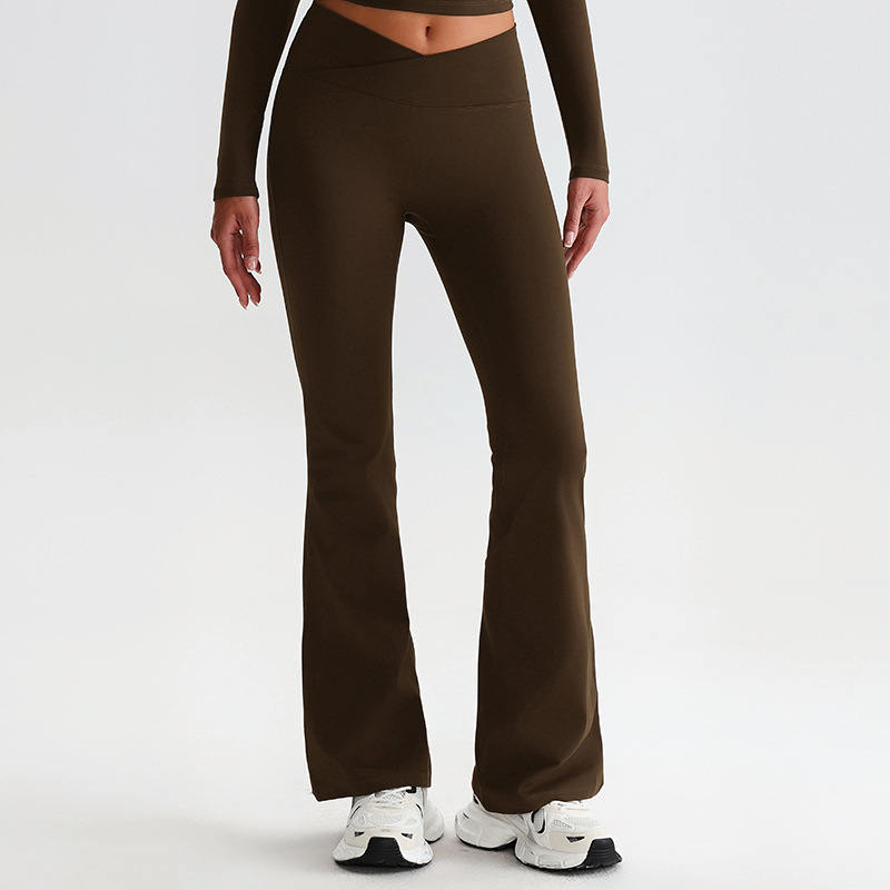 Crossed Waists Yoga Pants Breathable Flared Leggings SKL-LQ8007
