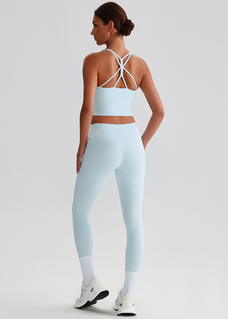  Cross Sports Bra Fitness Wear Running Leggings Yoga Pants Yoga Set SKL-LQ0121