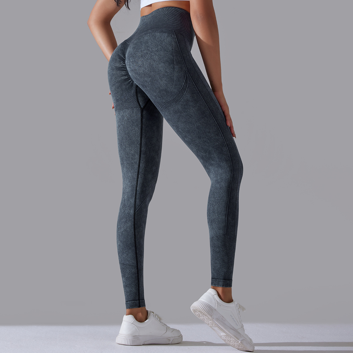High-waisted Hip-lifting Washed Quick-dry Breathable Yoga Pants 6635