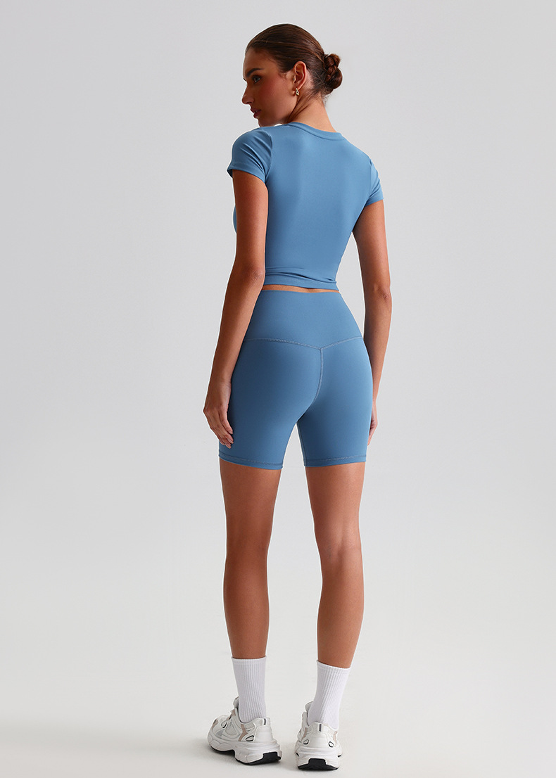 Sports Short - Sleeve Tight Fitted Outerwear Yoga Sweatpants Set SKL-LQ0199