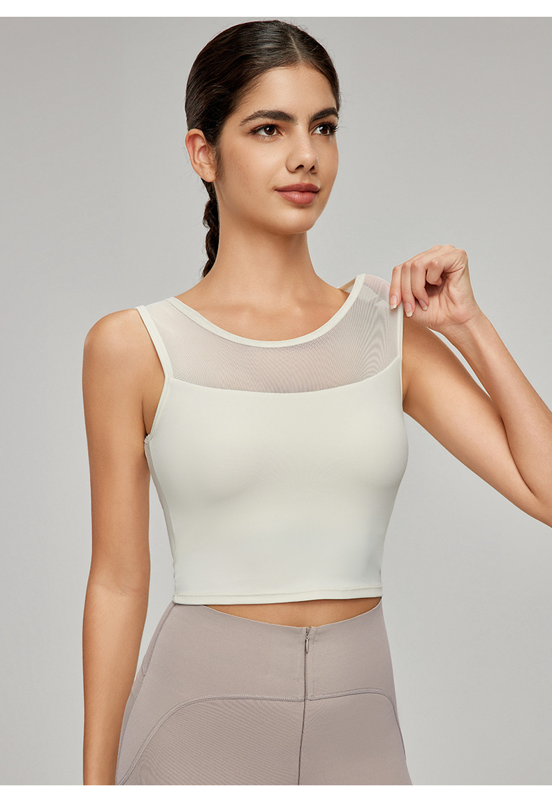 Mesh-Paneled Backless Yoga Tank Top DWB115122