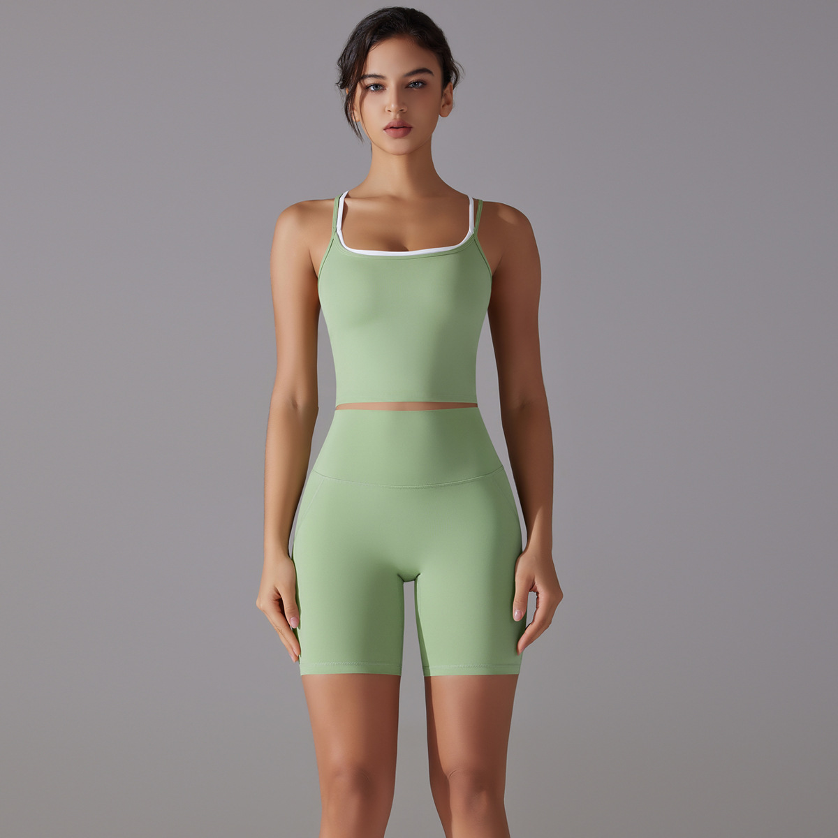  High-Waisted Sports Fitness Two-Piece Set for Women 7005