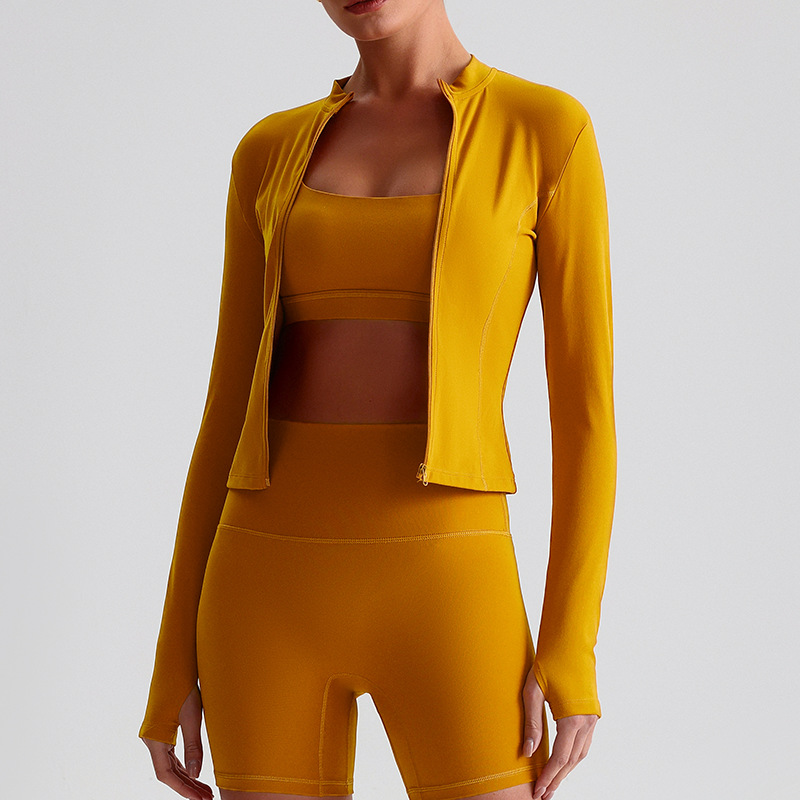 Zipper Outdoor Running  Sports Yoga Jacket Long-sleeved Coat SKL-LQ2156