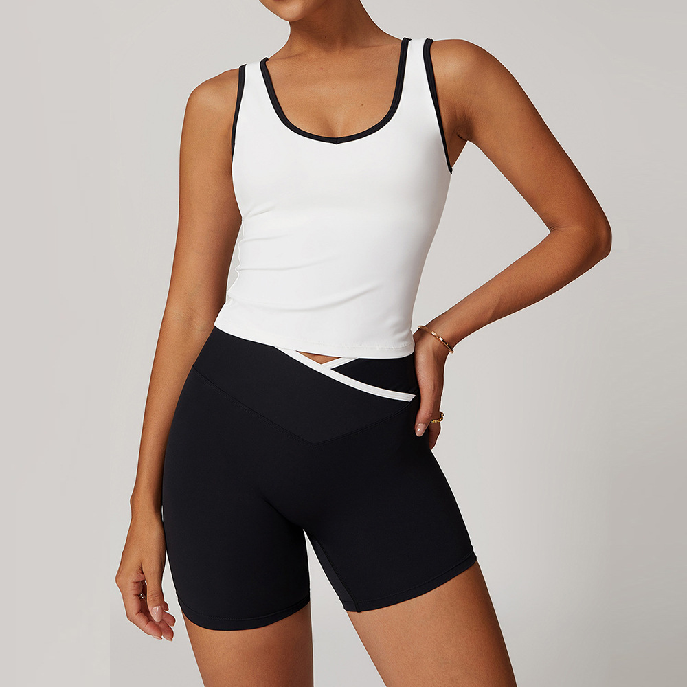 Crossed High-Waist Sports Vest Set 8843