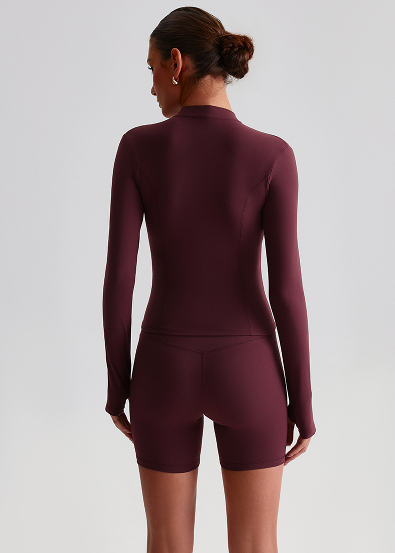 Zipper Outdoor Running  Sports Yoga Jacket Long-sleeved Coat SKL-LQ2156