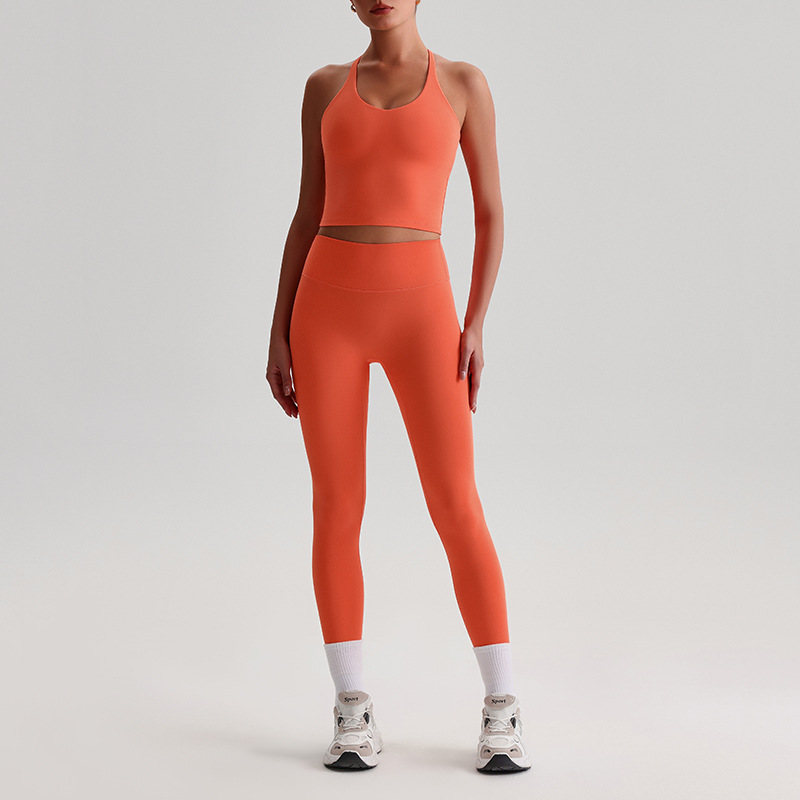 Women's Plus-size Tight Sports Leggings And Bra With Padded Outdoor Running And Fitness Wear Two-piece set SKL-LQ0128