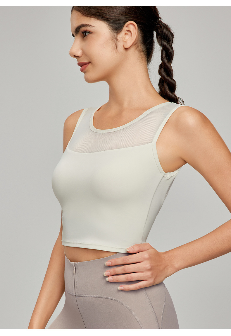 Mesh-Paneled Backless Yoga Tank Top DWB115122