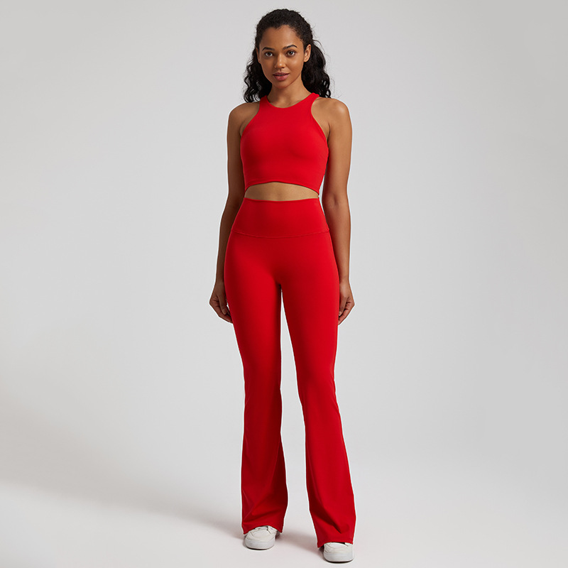  High-waisted Tight-fitting Nude Wide-leg Leggings And Beautiful Back Yoga Wear SKL-LQ6932