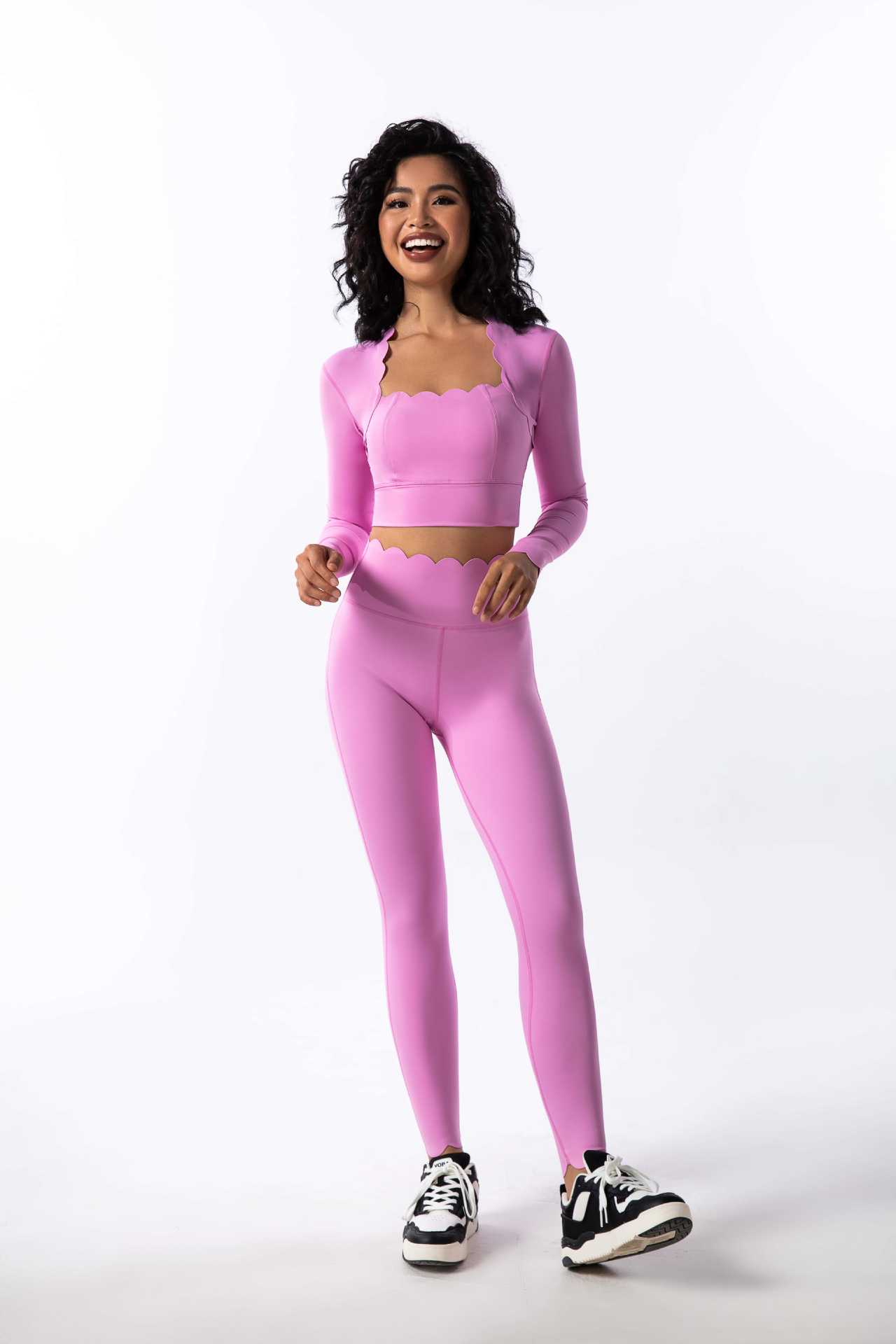 Yoga Wear Long-Sleeved Long Sports Top Sports Set Two-Piece Set For Women SKL-FNK8810