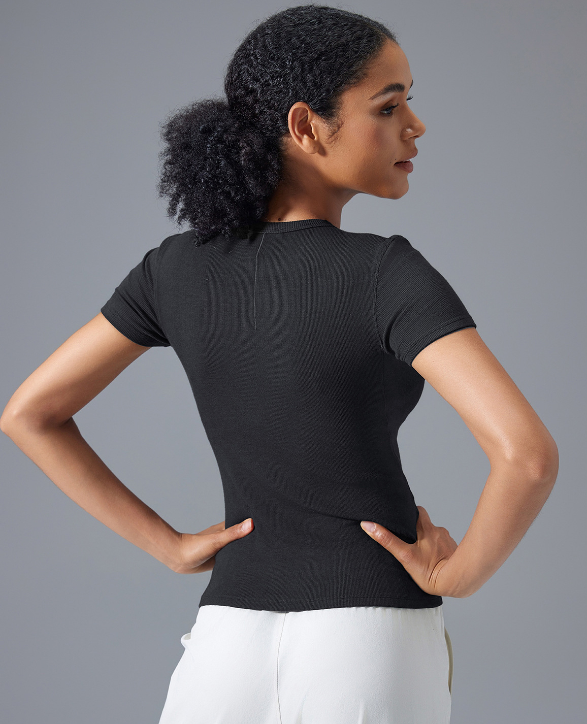 Skinny Nude Skin Friendly Modal Vertical Fitness Yoga Short Sleeve D25096