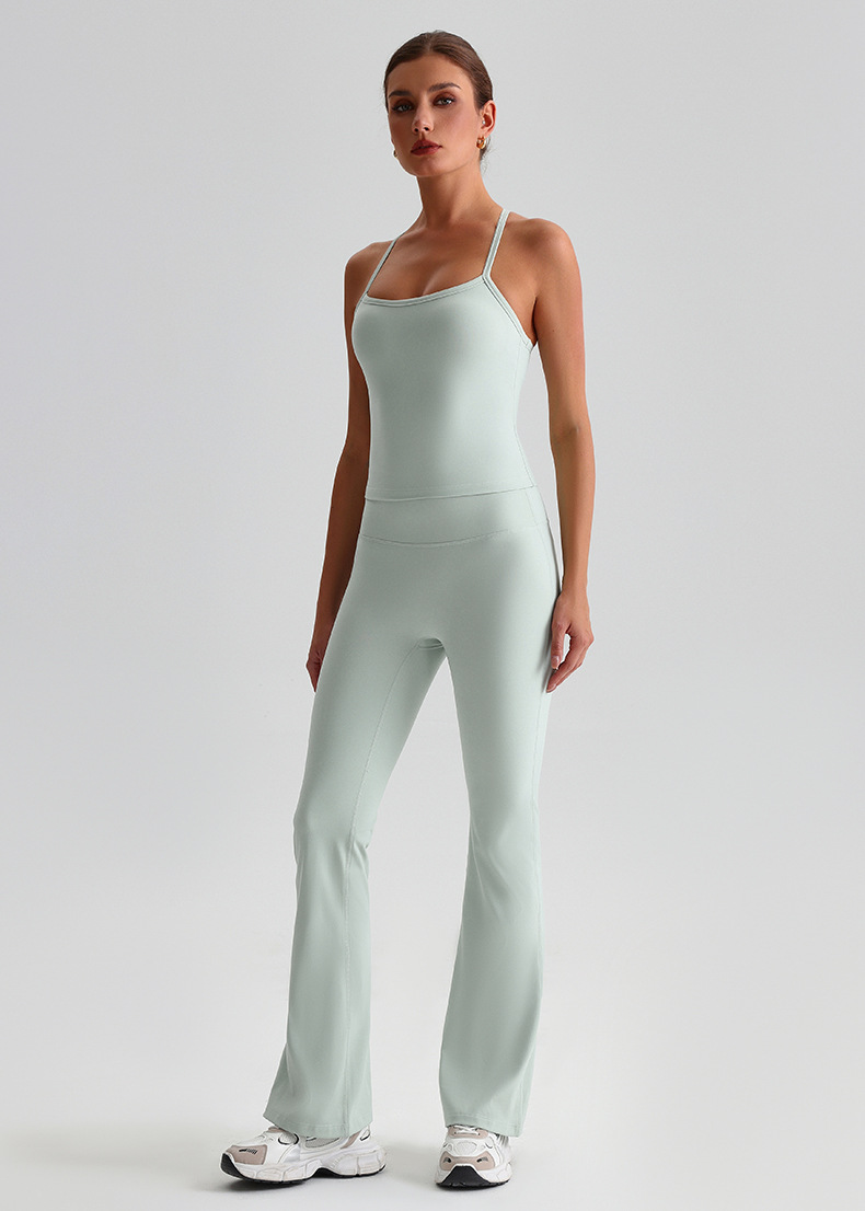 Sportswear yoga set High-waisted yoga flared pants With Beautiful Back Bra SKL-LQ8959