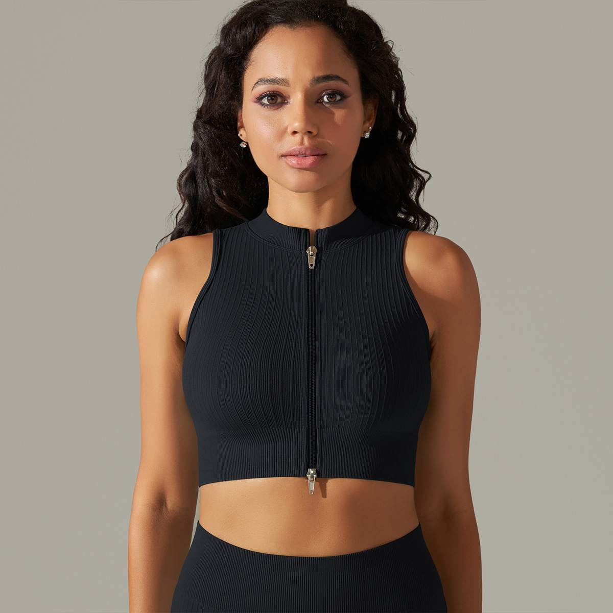  Sleeveless Zippered Vest Sports Fitness Wear 9310vest