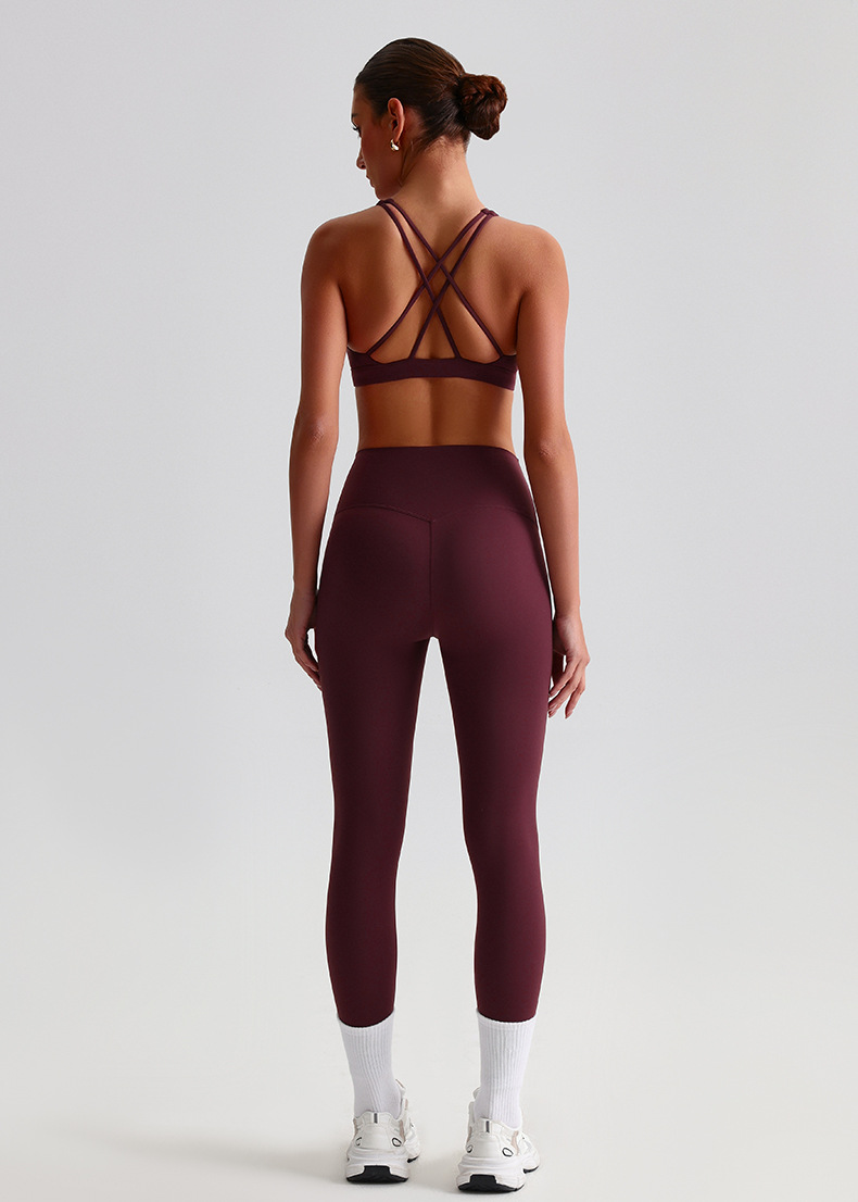 Crossed Beautiful Back Bra Running And Fitness Suit Leggings Set SKL-LQ8698