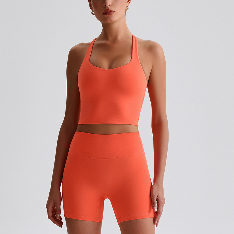  Cross Sports Bra Fitness Wear Running Shorts Yoga Pants Yoga Set SKL-LQ0321