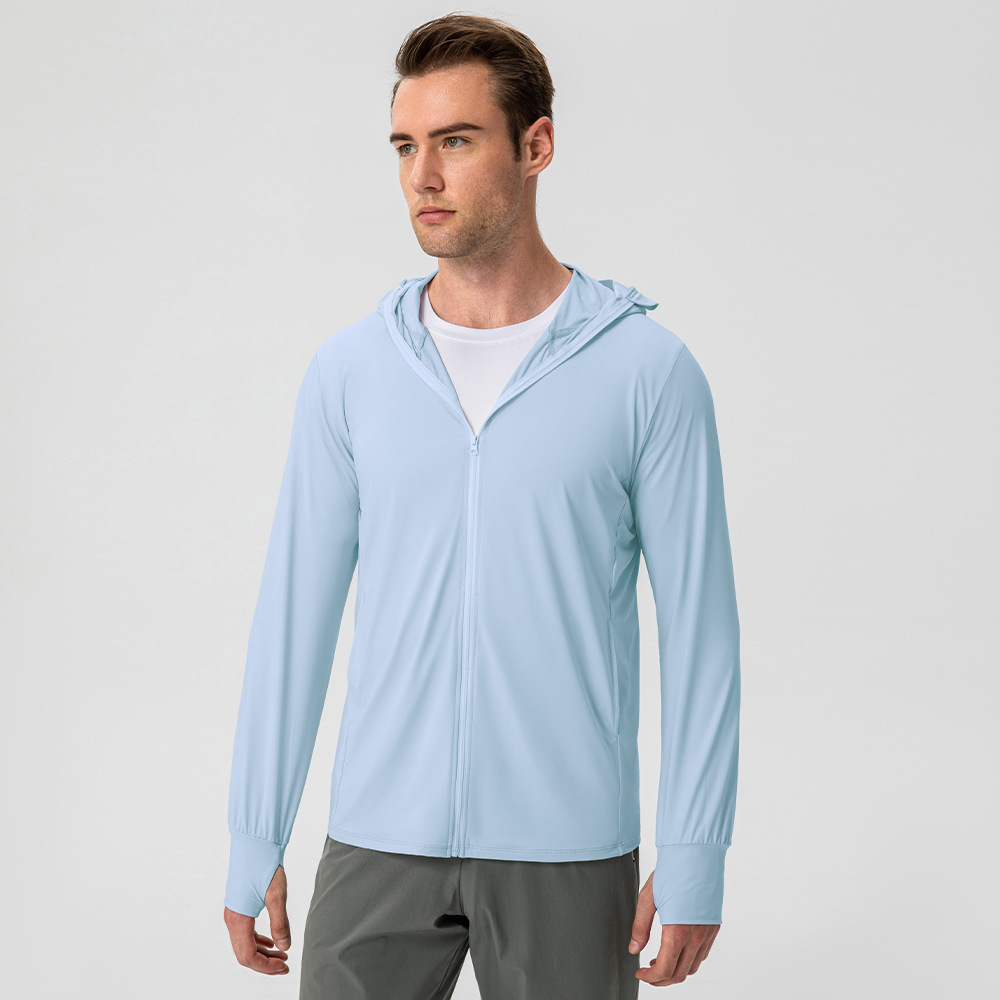 Men's Ice Silk Hooded Long Sleeve Sun Protective Sweatshirt 22620
