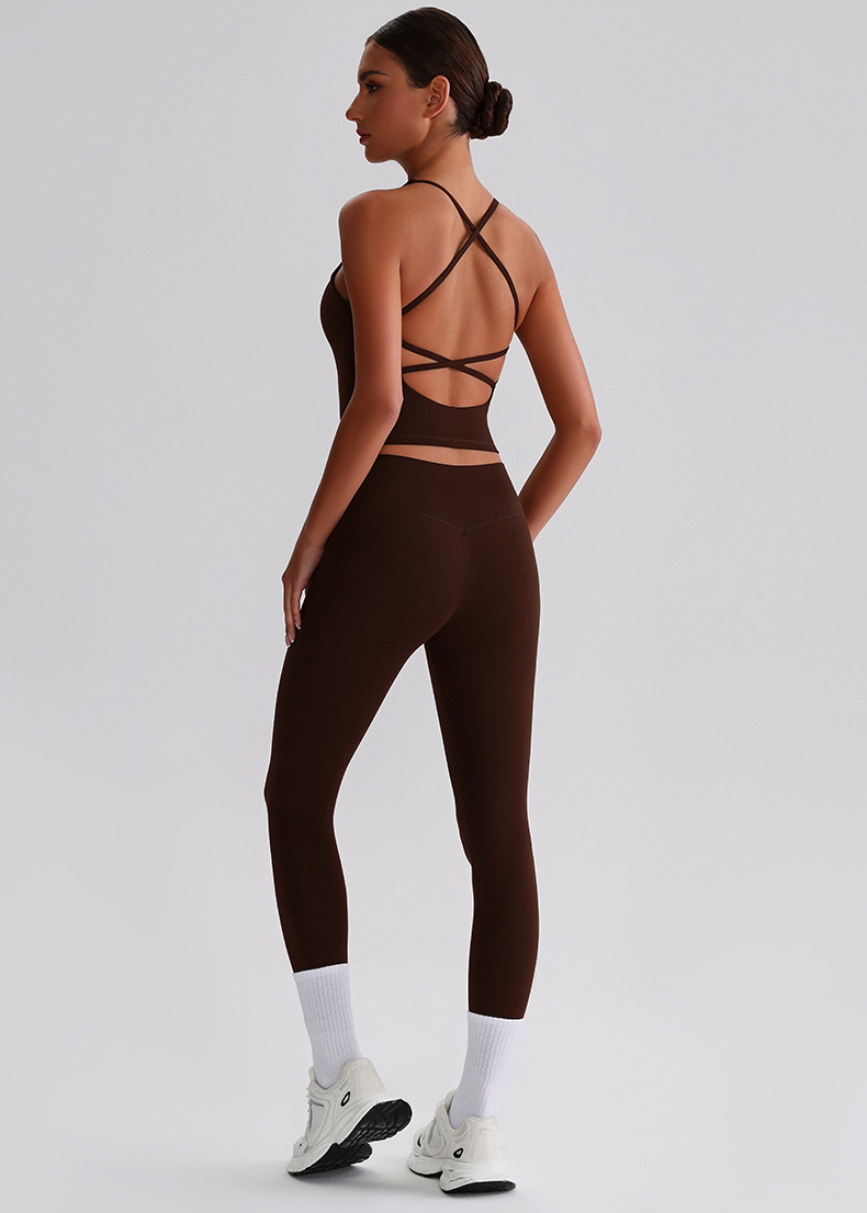 Women's Plus-size Tight Sports Leggings And Bra With Padded Outdoor Running And Fitness Wear Two-piece set SKL-LQ0128