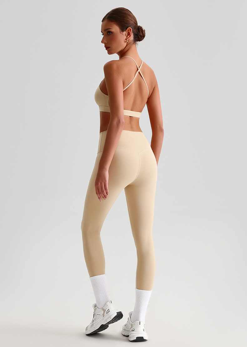 Fitness Sports Leggings And Crossed Beautiful Bra With Pads Set SKL-LQ8639