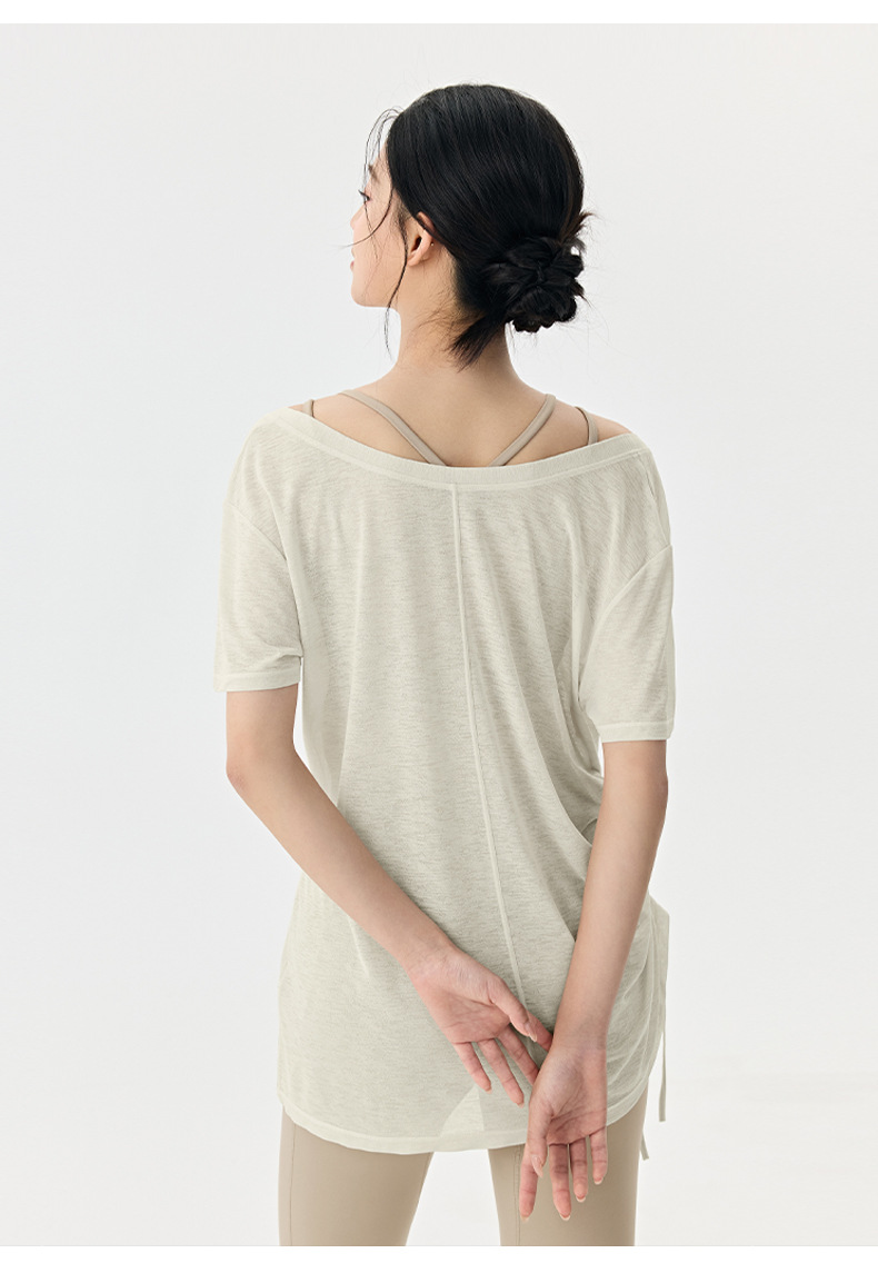 Loose  Breathable Yoga Short-Sleeve Cover-Up DWA115543