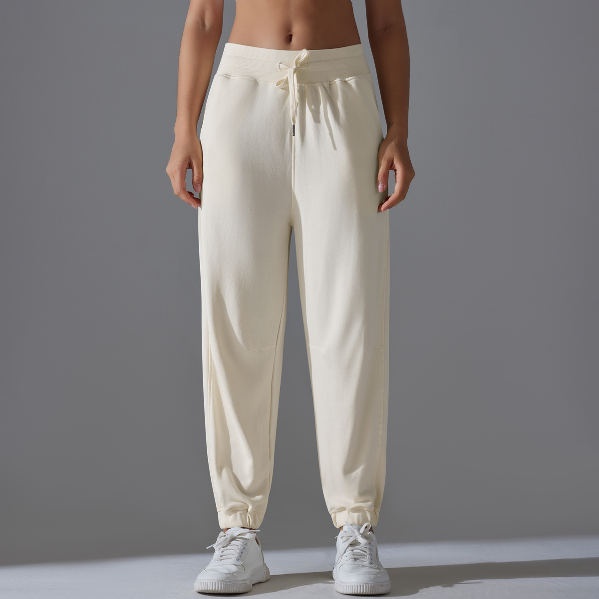  Drawstring Cuffed Pants Casual Loose Fit Sports Pants 7048