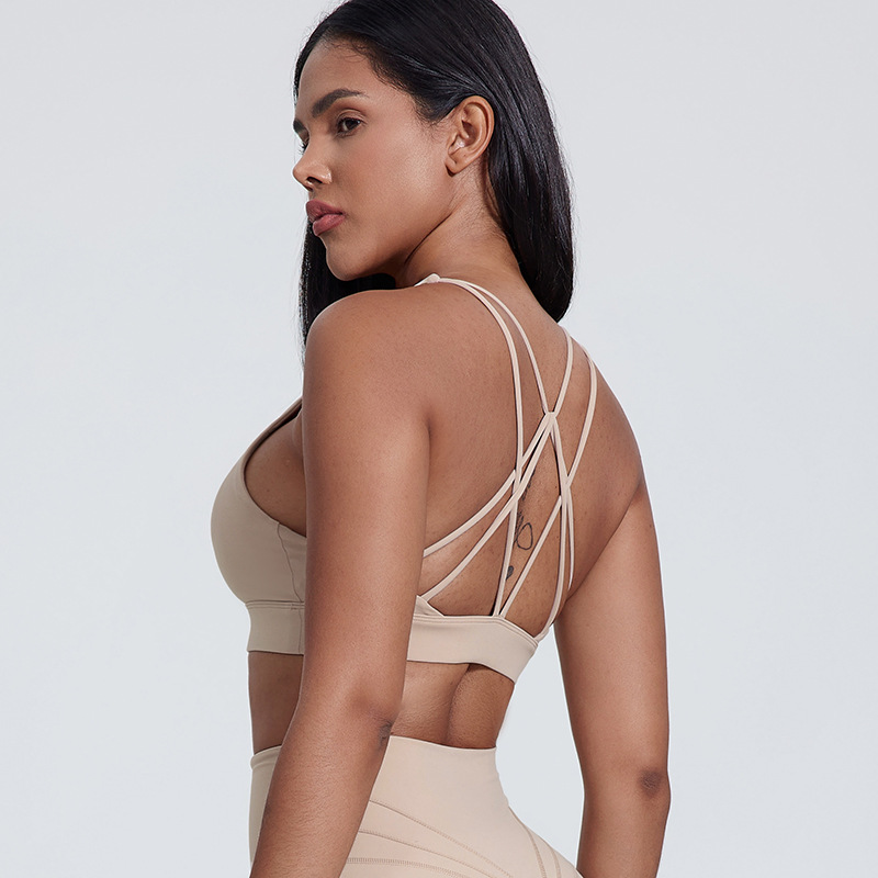 Women's Nude Cross-shaped Beautiful Back Sports Underwear Bra SKL-LQ5016