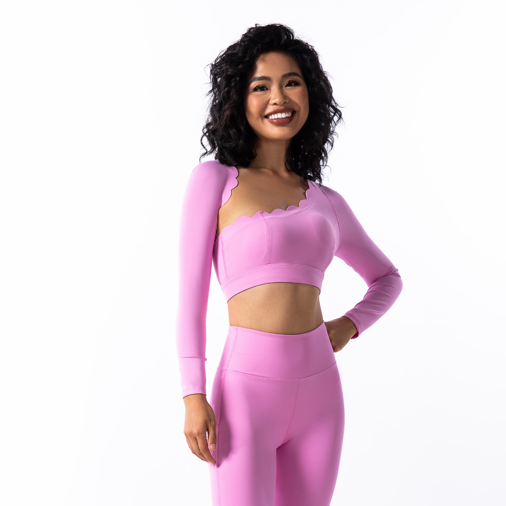  Asymmetric Long-Sleeved Yoga Top for Pilates Training and Fitness SKL-FNK8809
