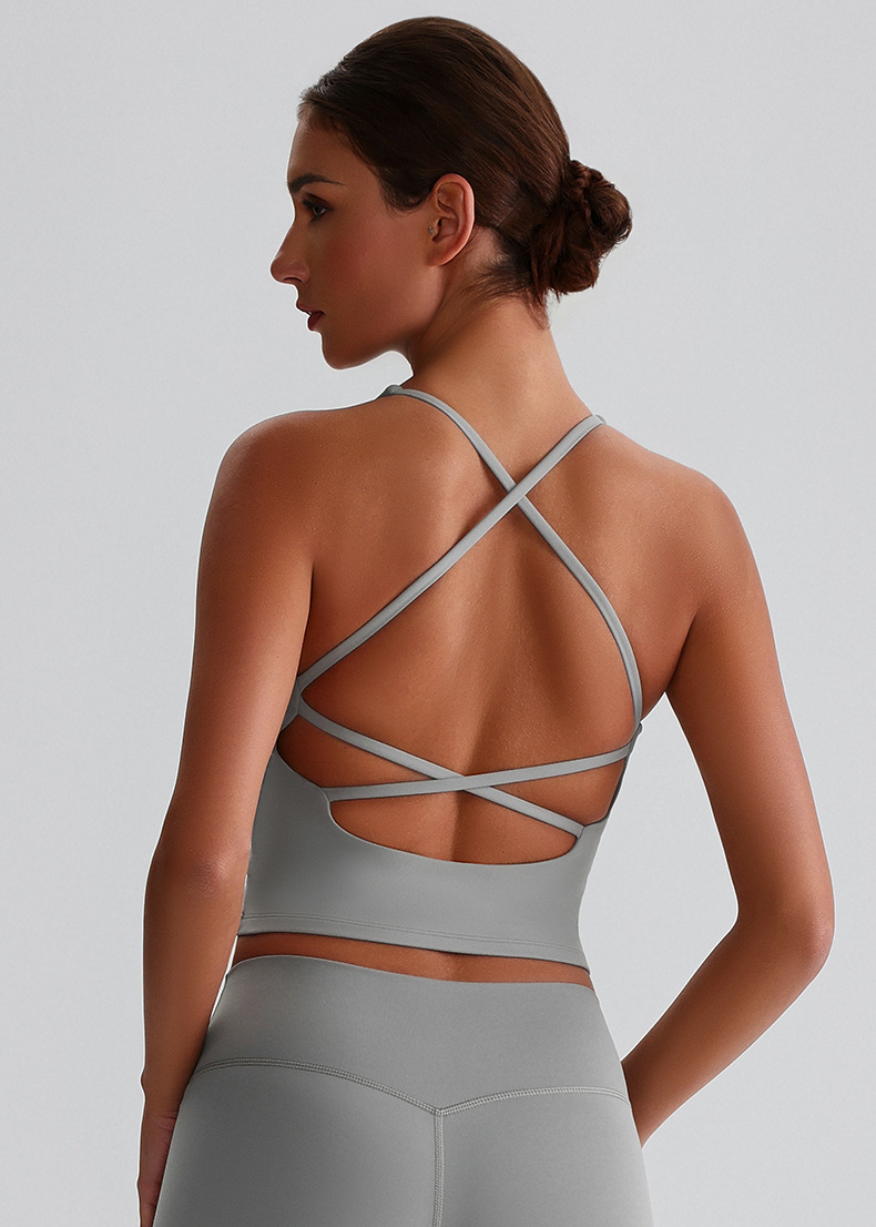 Nude Sexy Crossed Beautiful Back Detachable Breast Pad Yoga Bra SKL-LQ8028