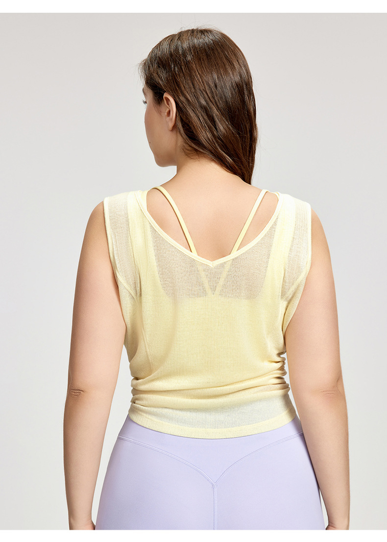 Solid Color Plus-Size Loose & Breathable Yoga Cover-Up DWA215166