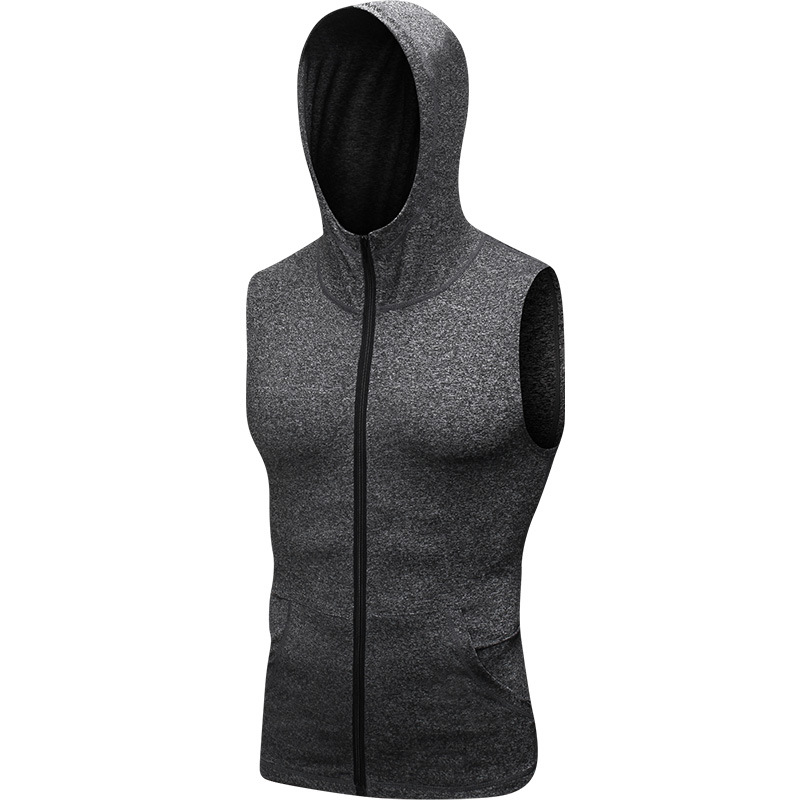 Tight Fitting Sleeveless Fitness Vest with Zipper 9006
