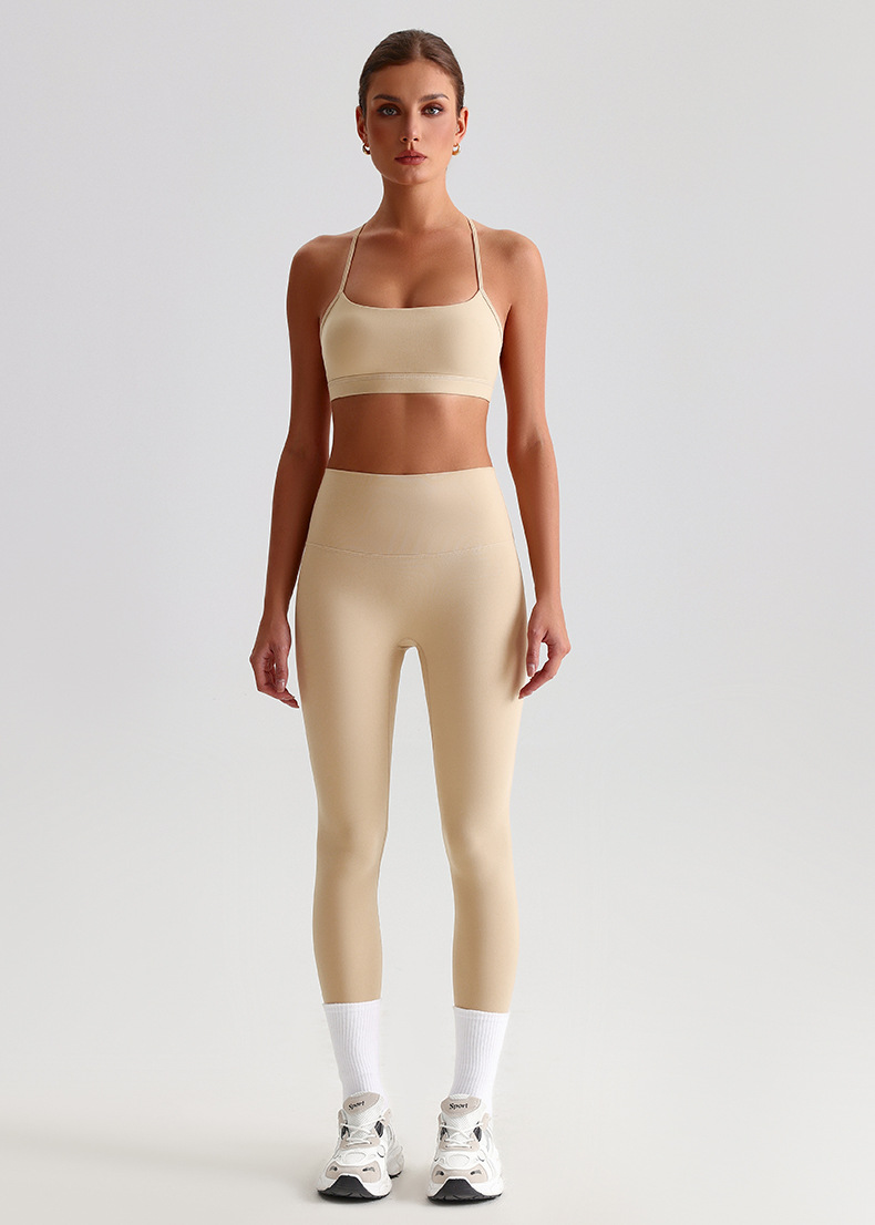 Fitness Sports Leggings And Crossed Beautiful Bra With Pads Set SKL-LQ8639