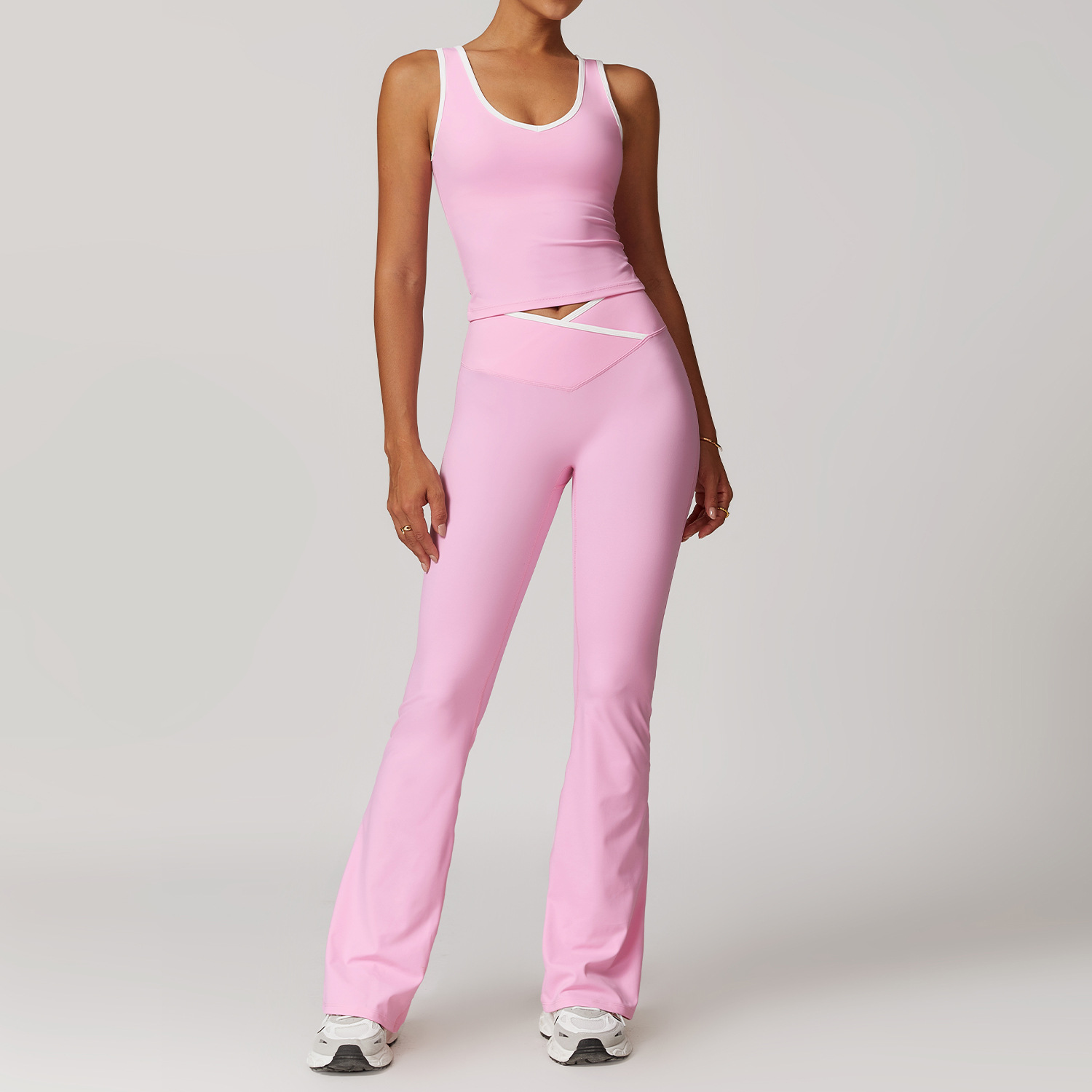 Crossed High-Waist Sports Vest Set 8843