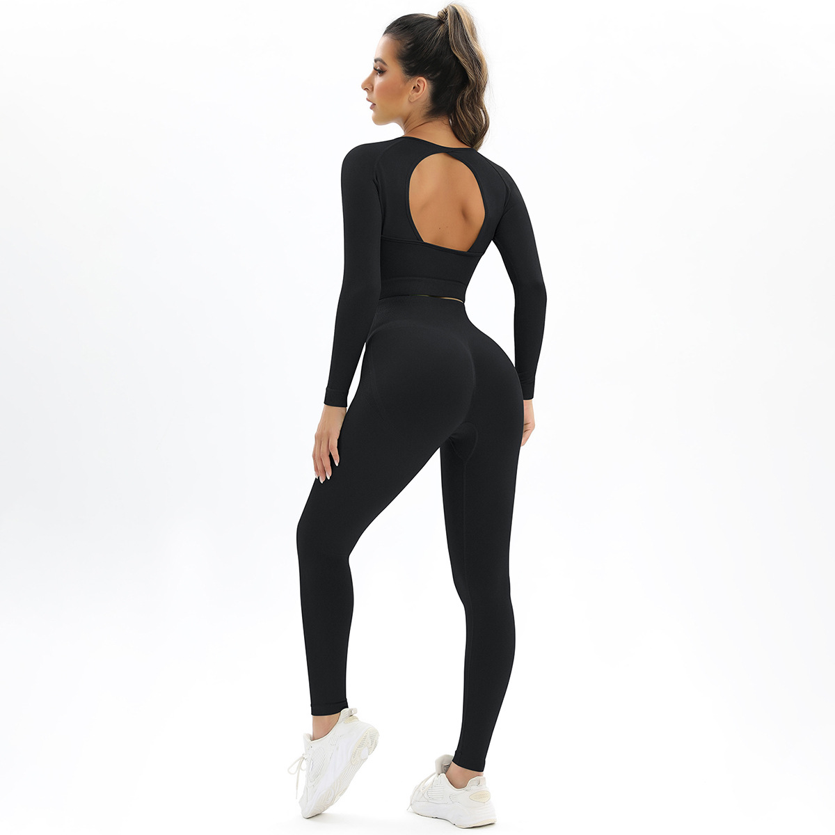  Cutout Yoga Wear Tight Pants Long-Sleeve Set 6603