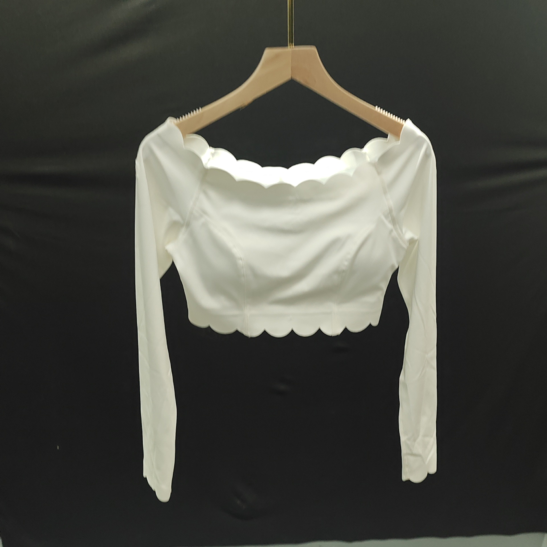  Lace Long-Sleeved Crop Top with Built-in Bra for Women SKL-FNK8808