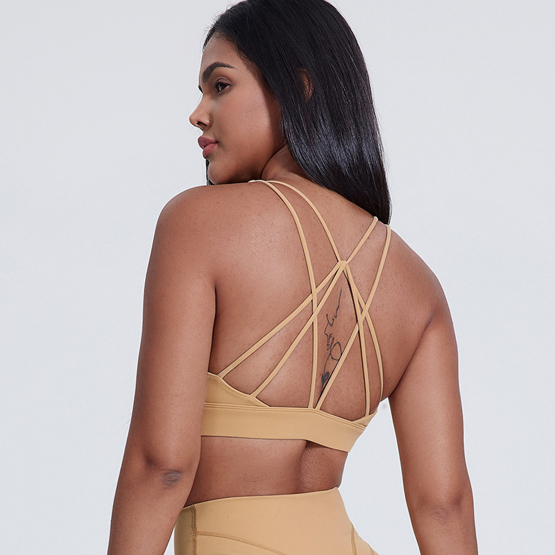 Women's Nude Cross-shaped Beautiful Back Sports Underwear Bra SKL-LQ5016