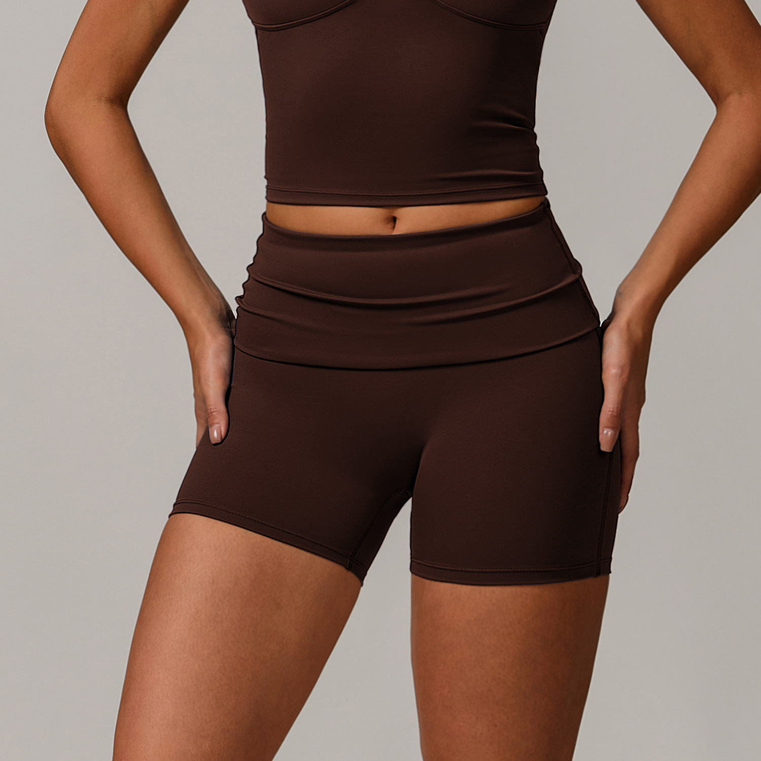 Recycled Waistband Flipping Quick Dry Yoga Shorts 8998