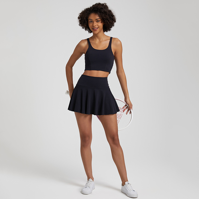 Sports Tennis Skirt Prevent Exposure Nude Yoga Short Skirt Set SKL-LQ7731