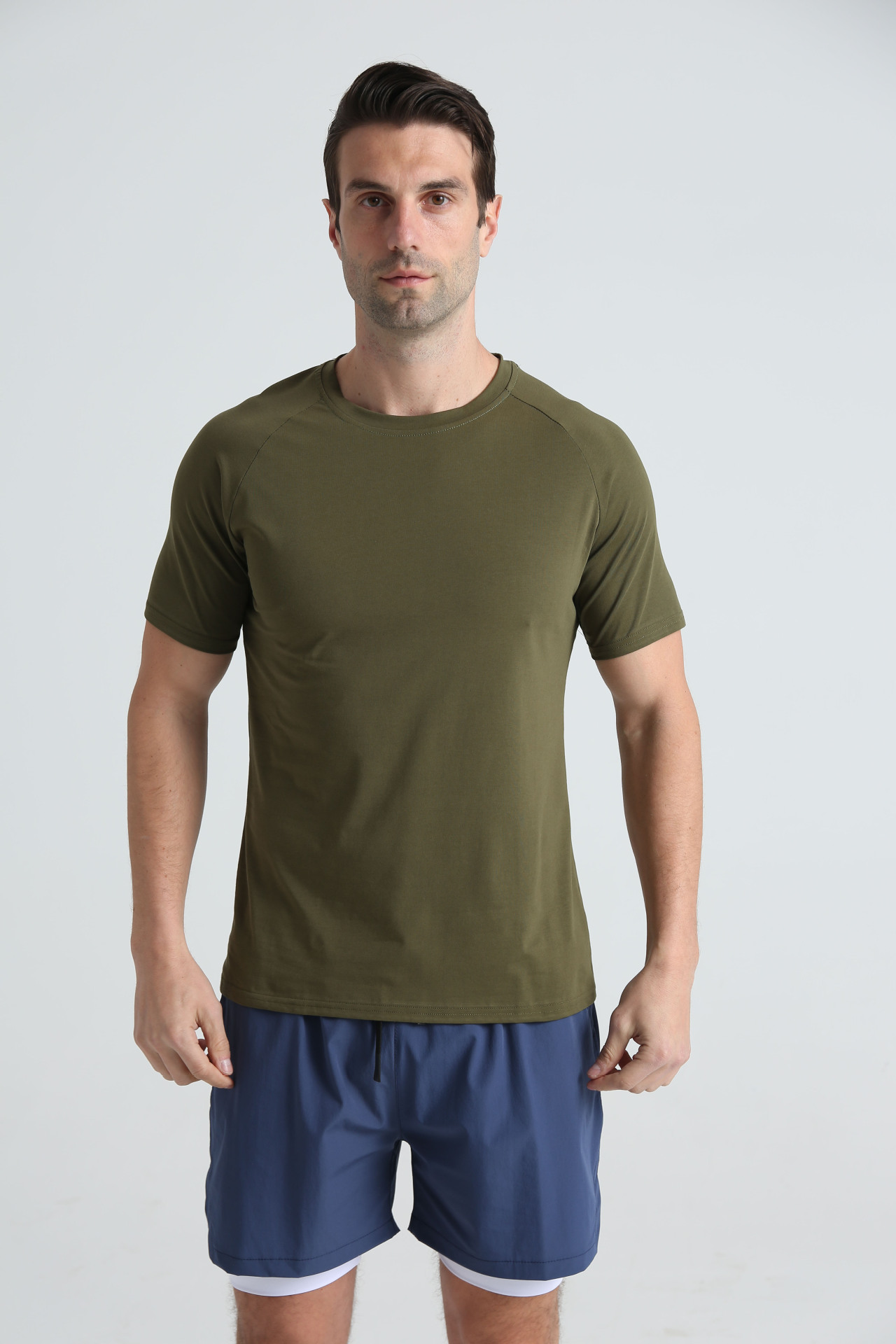 Men's Crew Neck Solid - Color Sporty T-Shirts 22-TX07