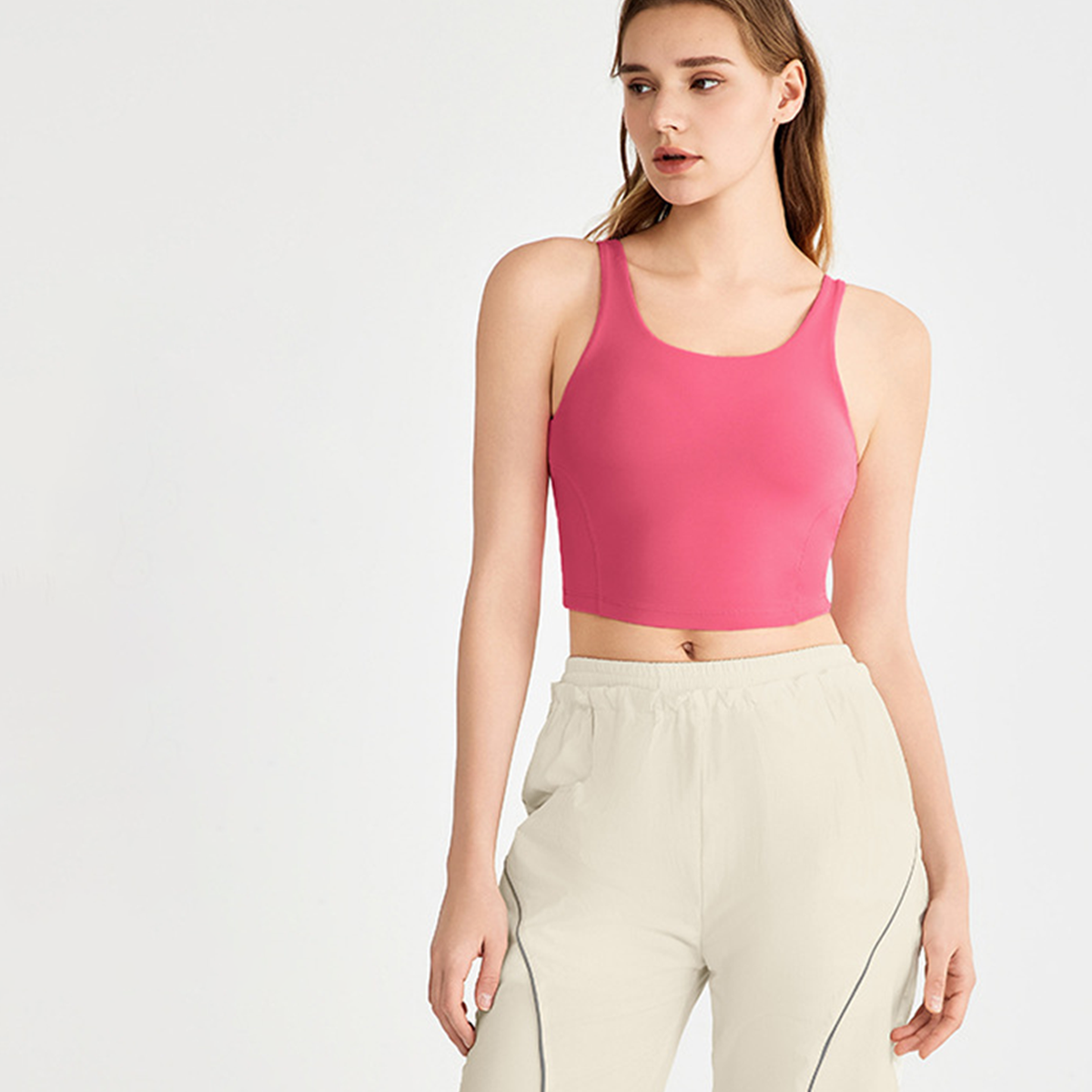 Backless Cutout Yoga Vest with Built-in Breast Pads DWB115423