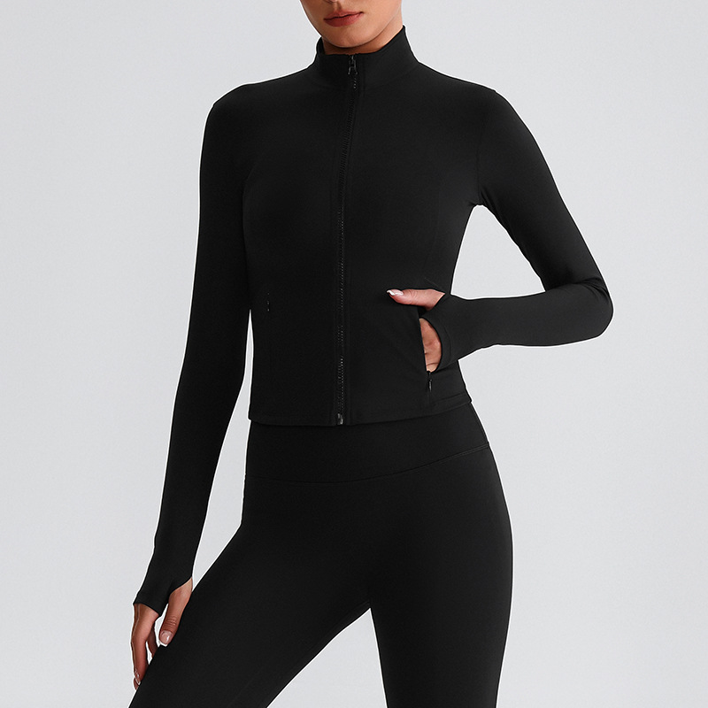 Zipper Outdoor Running  Sports Yoga Jacket Long-sleeved Coat SKL-LQ8018