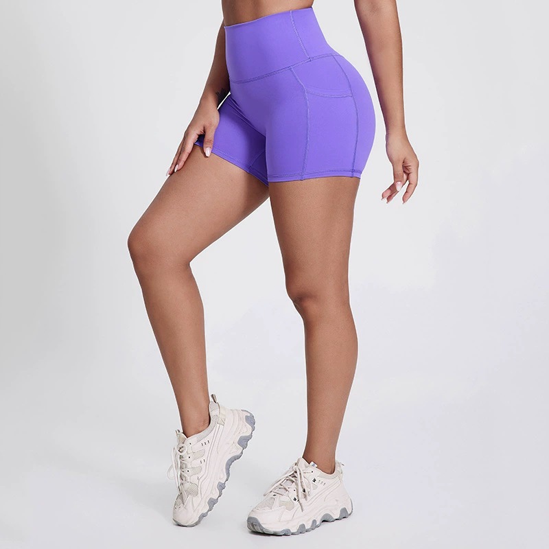 Women Three-inch Pocket Pants High-waisted Hip-lifting Outside Sports Pants SKL-LQ5025