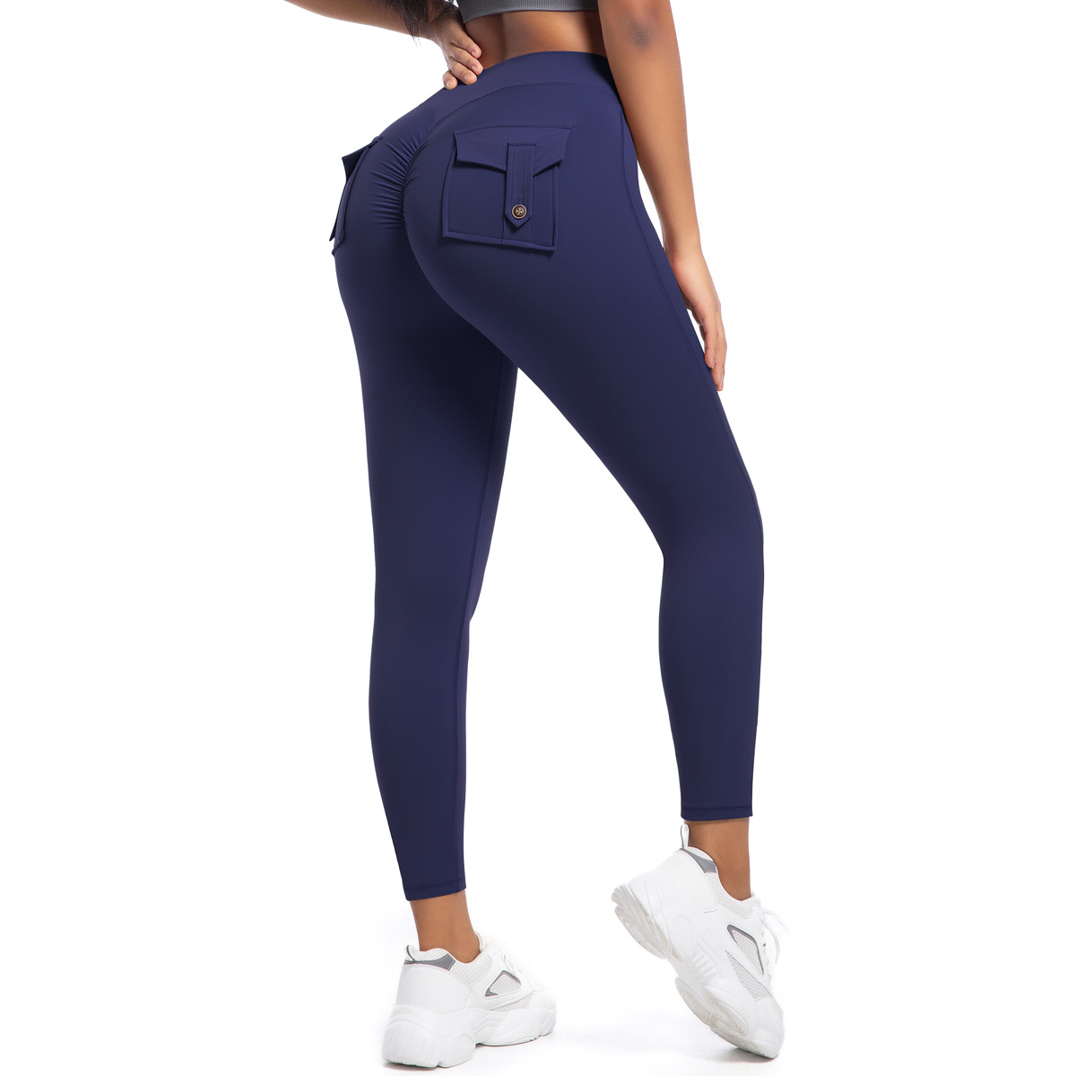 Workwear Pocket High-waisted Hip-lifting Tight Yoga Pants 6678