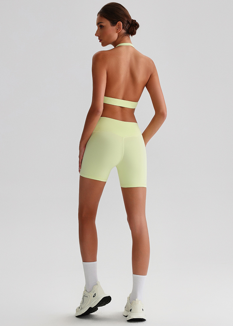 Halter Bra Vest Peach-shaped Buttocks Yoga Wear Shorts Set SKL-LQ0320