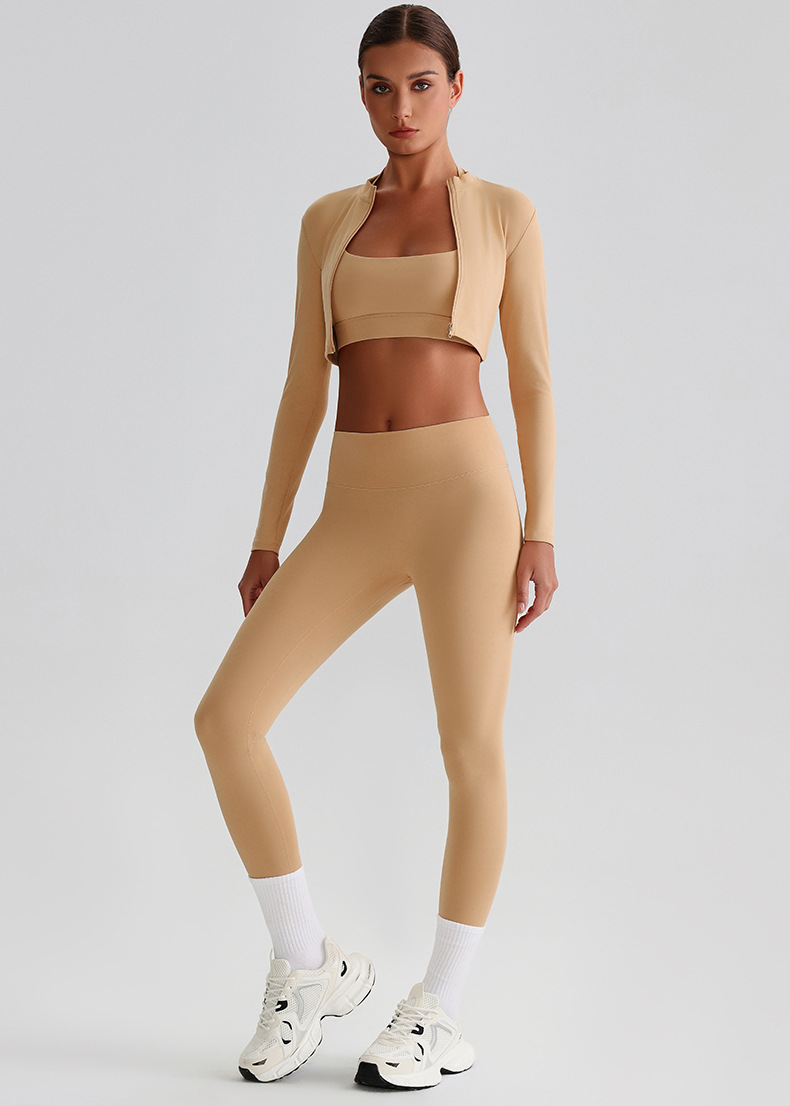 Flare Leggings And Knot Long - Sleeve Yoga Bra Set SKL-LQ0122