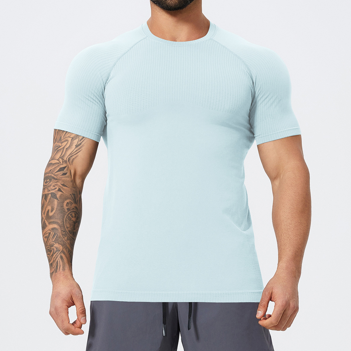 Slim Fit Men's Seamless Short  Sleeves 1058